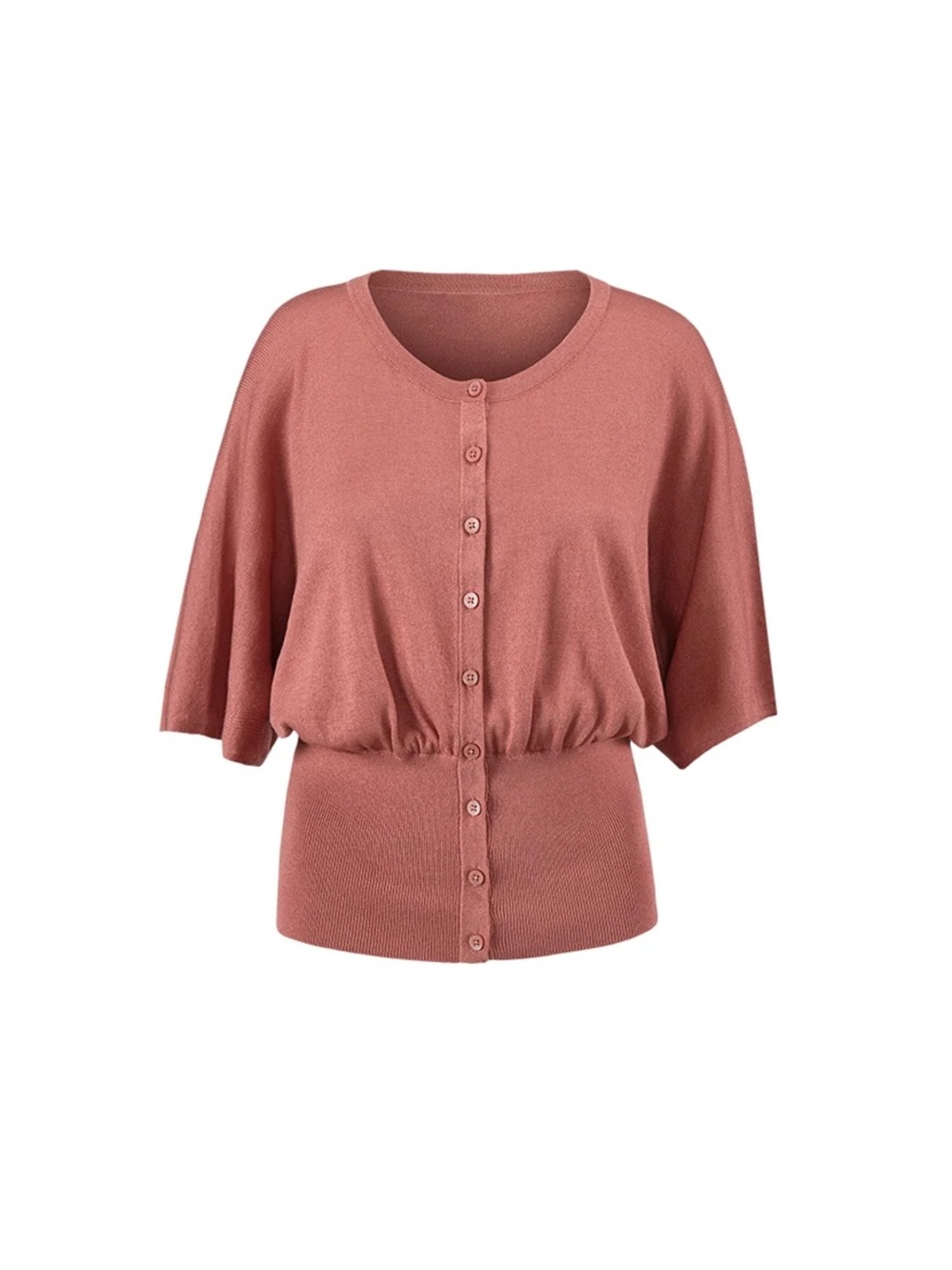 CAbi Kimono Cardigan -Dusty Rose Button-Front Dolman Sleeve Cardigan